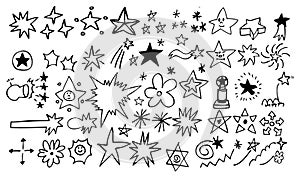 Doodle star element set photo