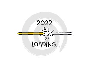Doodle star on loading bar isolated. Oval Hand drawn progress bar with a star on a yellow background. Colored Vector