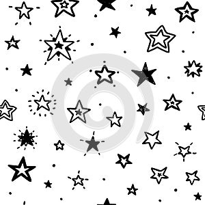 Doodle Stars Seamless Pattern