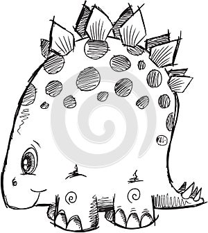 Doodle Stegosaurus Dinosaur Vector