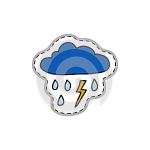 Doodle sticker with thunderstorm.