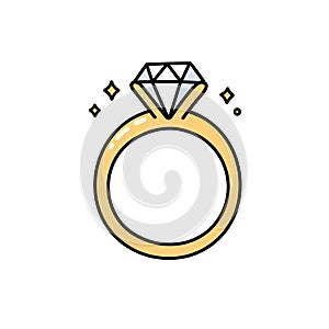 Doodle Style Diamond Ring in Gold and White