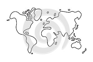 Doodle style world map .