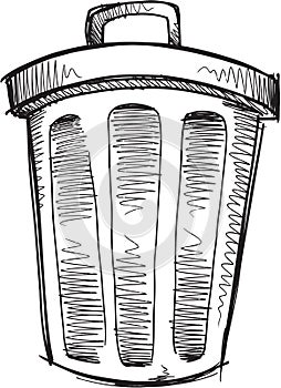 Doodle Trash Can Vector