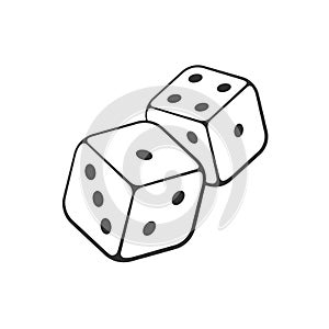 Doodle of two dice with contour photo