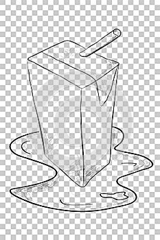 Doodle UHT BOX Ultra High Temperature with spill water, at Transparent Effect Background