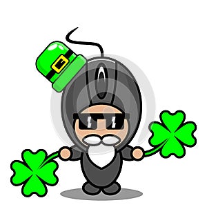 St patrick hat computer mouse mascot costume