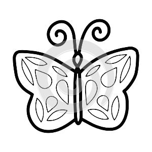 Doodle vector line cute butterfly isolated illustration.