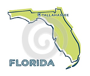 Doodle vector map of Florida state of USA