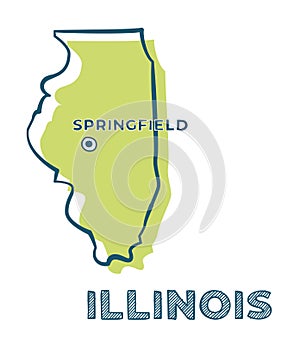 Doodle vector map of Illinois state of USA