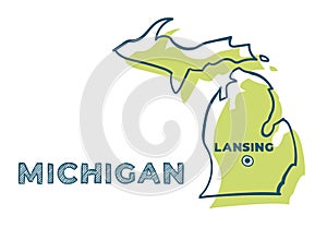 Doodle vector map of Michigan state of USA