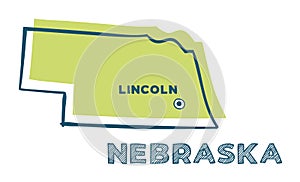 Doodle vector map of Nebraska state of USA