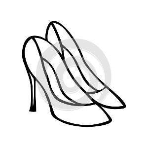 Doodle vector shoe illustration. Hand drawn women classic shoes. beautiful line art style women s classic shoes. Fashion