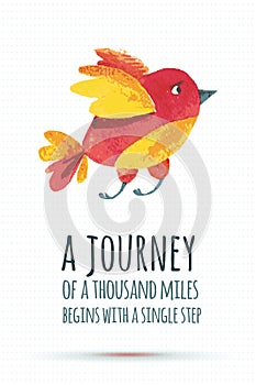 Doodle vector watercolor bird