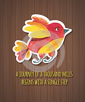 Doodle vector watercolor bird