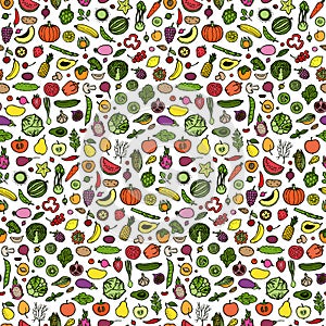 Doodle vegetarian seamless pattern
