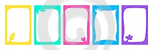 Doodle Wave scalloped edge multicolored Frames for social media. Hand drawn trendy rich color graphic template of Textbox.