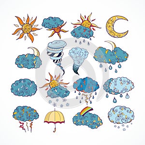 Doodle weather forecast design elements