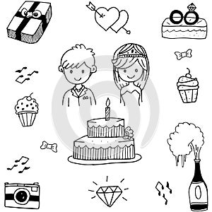 Doodle of Weding party vector