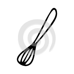 Doodle whisk for cooking food. Hand drawn corolla