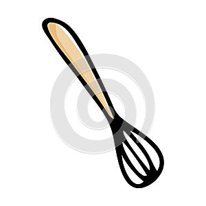 Doodle whisk for cooking food. Hand drawn corolla