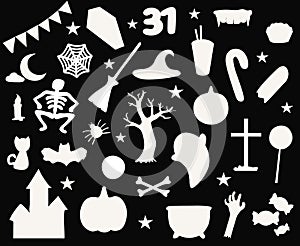 Doodle white set of halloween thing for your design