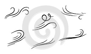 Doodle wind  blow, gust design isolated on white background