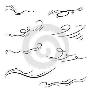 Doodle wind  blow, gust design isolated on white background