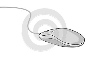 Doodle of Wired Computer Mouse, Isolated on White