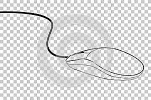 Doodle of Wired Computer Mouse, at Transparent Effect Background