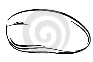Doodle of Wired Computer Mouse at White Background