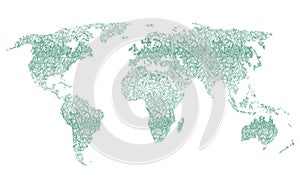 Doodle world map sketch. Planet Earth sketch