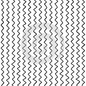 Doodle zig zag seamless pattern. Abstract black vertical hand drawn zigzag lines seamless pattern. Geometric repeating