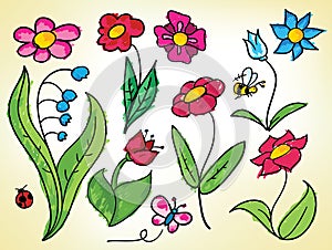 Doodled flowers