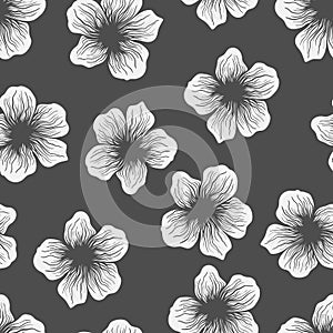 Doodled seamless vector pattern from flowers. Endless vector background nature, summer theme.