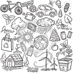 Doodles eco icon set