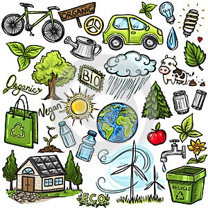 Doodles eco icon set
