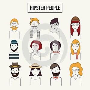 Doodles hipster people vector