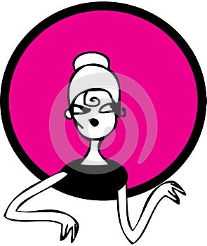 Doodles Strong Retro Woman Clip Art