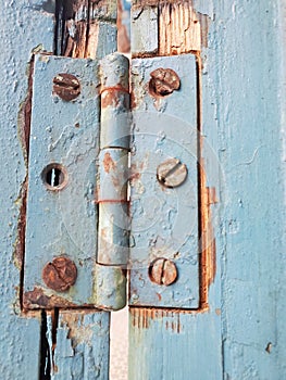 Door with blue hinge