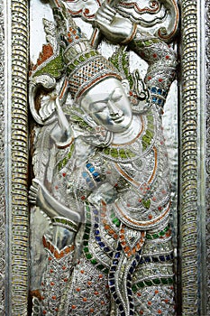 Door of buddhist temple,hammered, chased