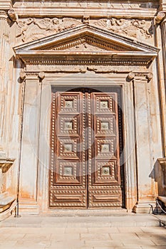 Door of Carlos V palace at Alhambra in Granada, Spa