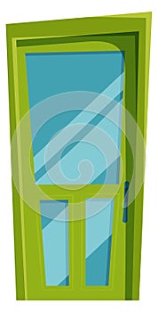 Door cartoon icon. Front doorway with glossy glass