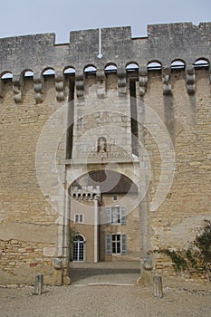 Door of the castle drawbridge Rully
