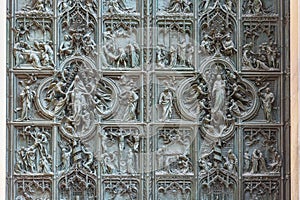 Door of Cathedral Or Duomo Di Milano. Milan. Italy