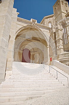 Door of cathedral at Lleida city photo