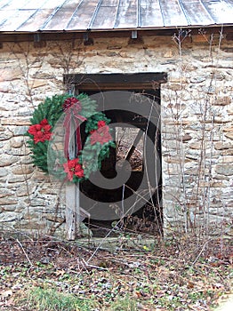Door with Christmas Wreath