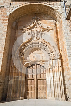 Door of church of the Assumption in Melgar de Fernamental in Bur photo