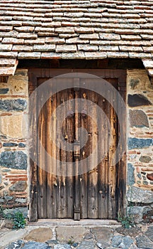 The door of the Church of Panagia Podithou. Galata village. Troodos area. Cyprus