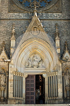 Door of Church of Saint Ludmila at Namesti miru or Peace Square